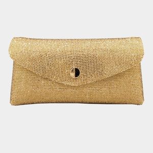 Gold Rhinestone Pave Wallet on Chain Clutch / Fanny Pack Belt Bag